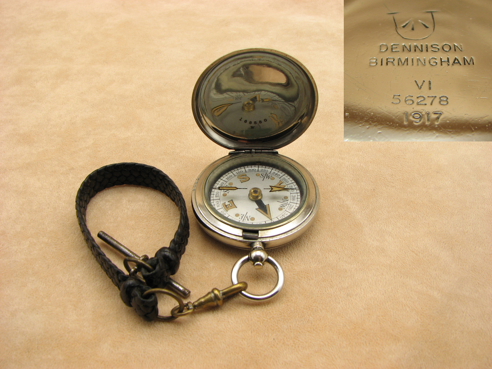 Rare Dennison WW1 MK VI compass with Union of South Africa military markings